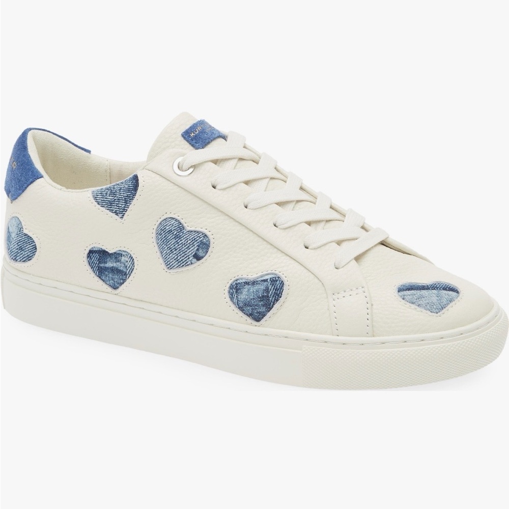 Kurt Geiger Lane Love Sneakers with Blue Heart Accents - Size 9